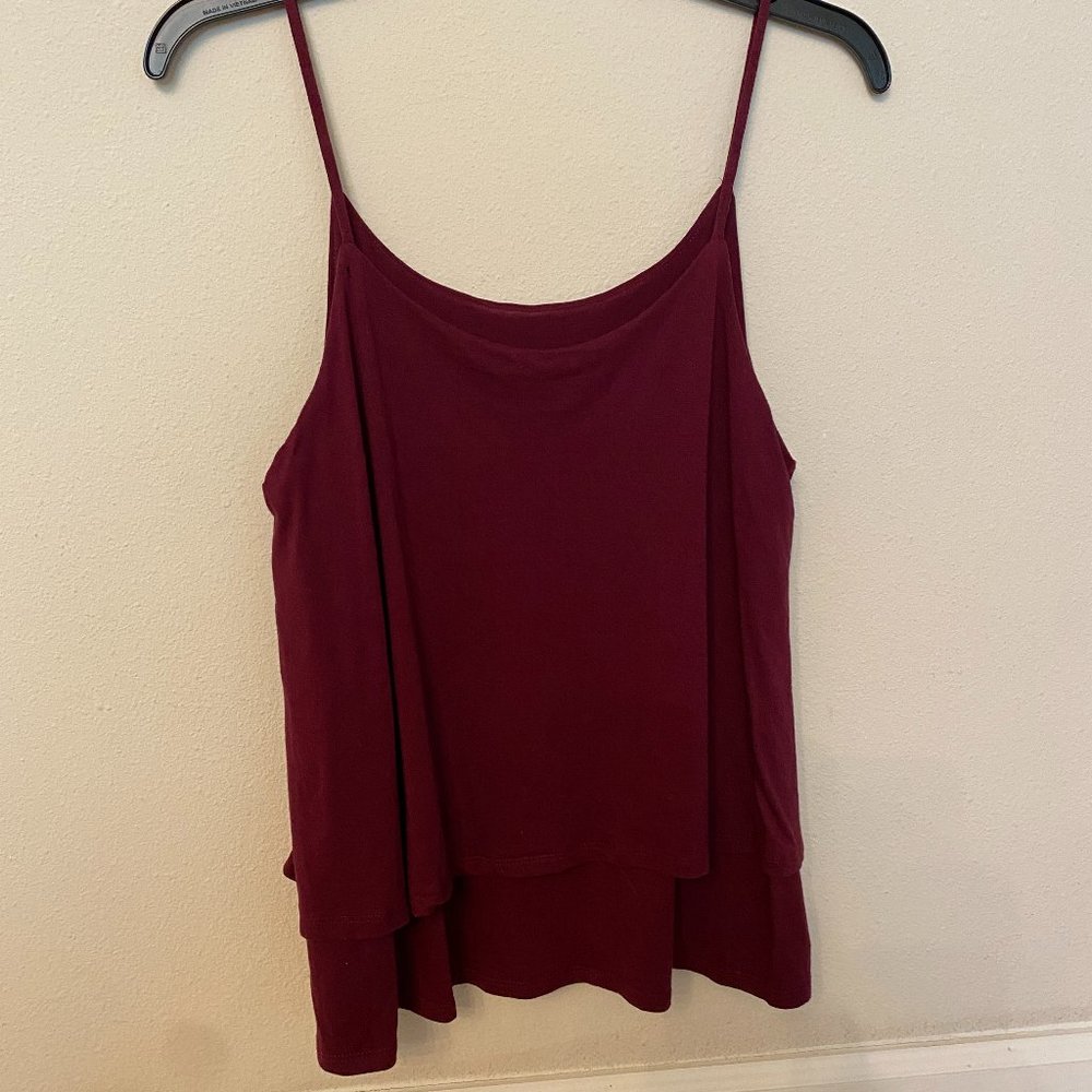 Gap Burgundy Spaghetti Strap Knit Tank Top - Size L